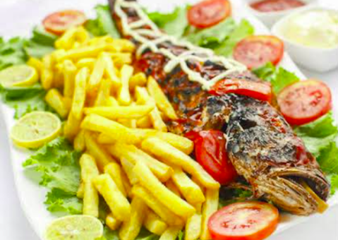 Grilled Catfish and Fries ( fried yam / potato/ sweet potato ) Cover photon